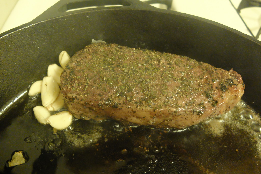 I try and rub the garlic as its cooking over the meat.